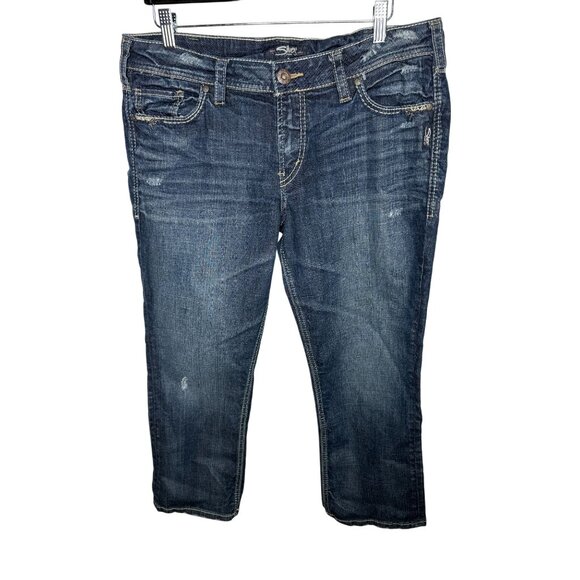 Silver Jeans Co “Elyse” Distressed Stretch Capri Jeans | Medium Wash | Sz 31 - Picture 1 of 11